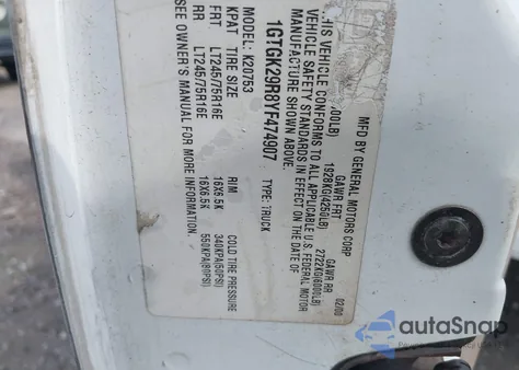 2000 GMC Sierra 2500 Classic Sl из США, поврежденный, VIN 1GTGK29R8YF474907